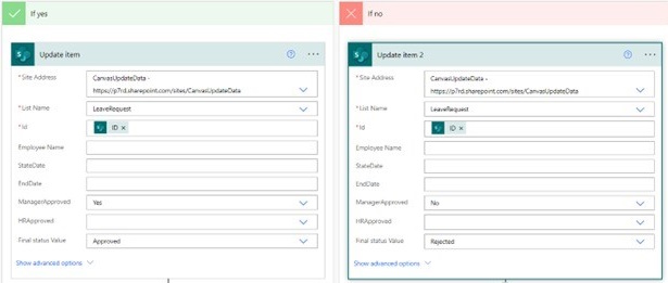 Update item yes or no-